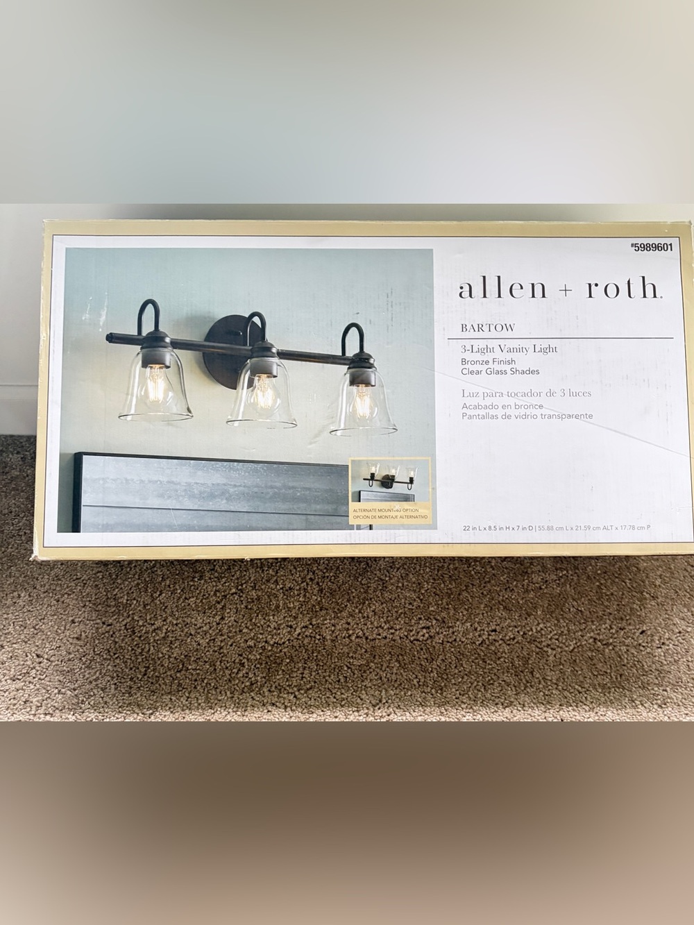 allen + roth Bartow 3-Light Vanity Light in Bronze 22 inches